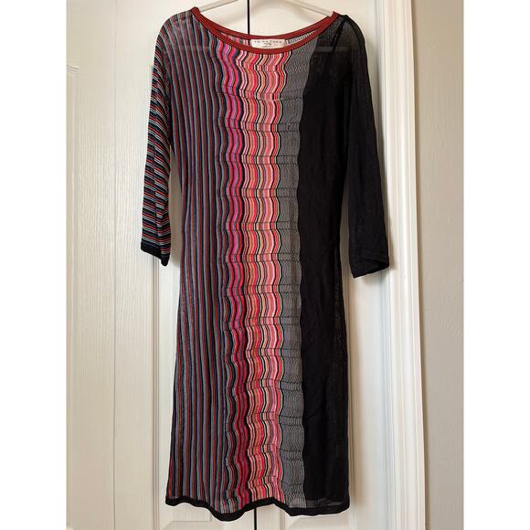 TRINA TURK Zig Zag Knit Sheer Dress Lined - Picture 2 of 6